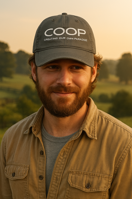 Distressed Dad Hat with COOP: Creating Our Own Paradise Embroidery