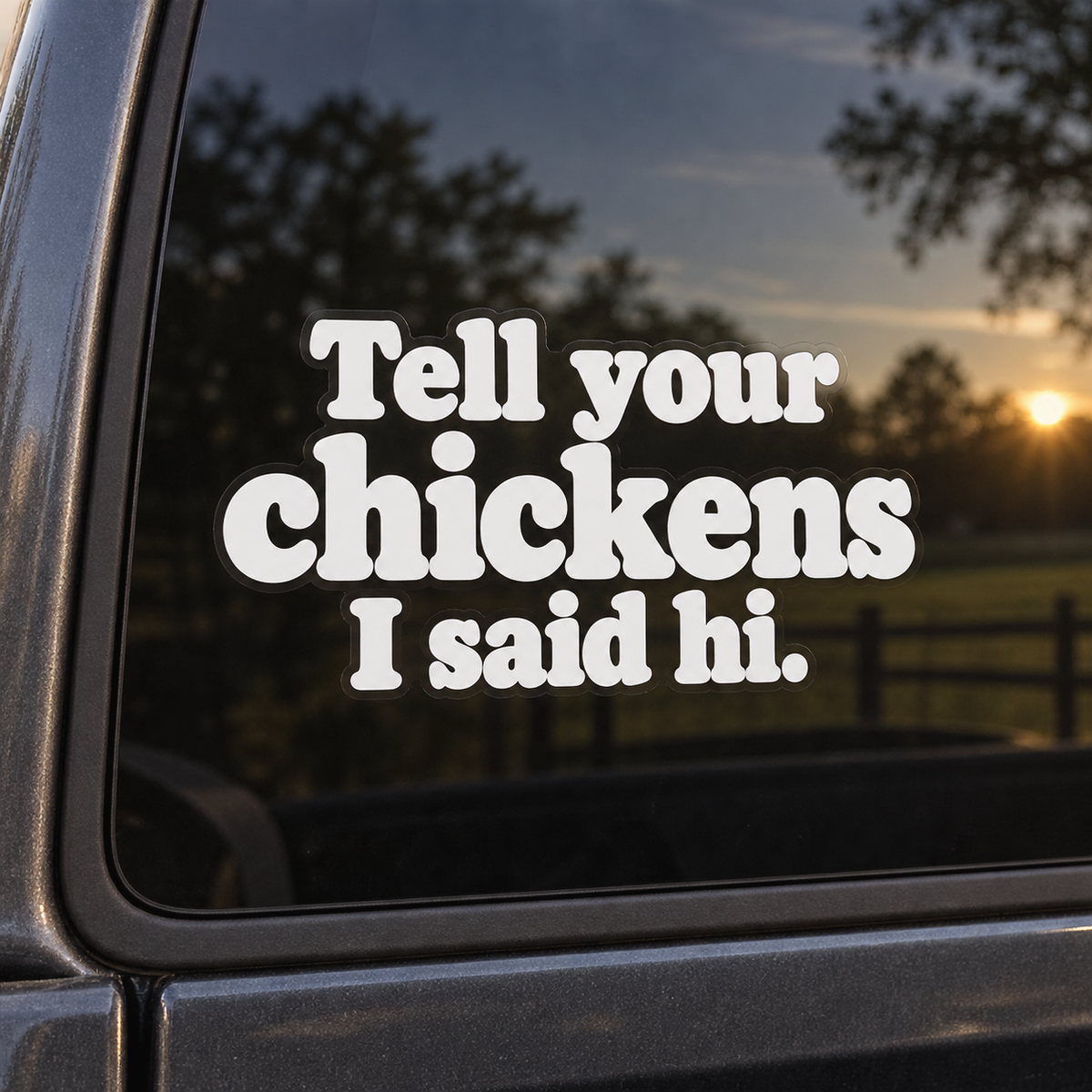 Tell Your Chickens I Said Hi — Transparent Outdoor Sticker