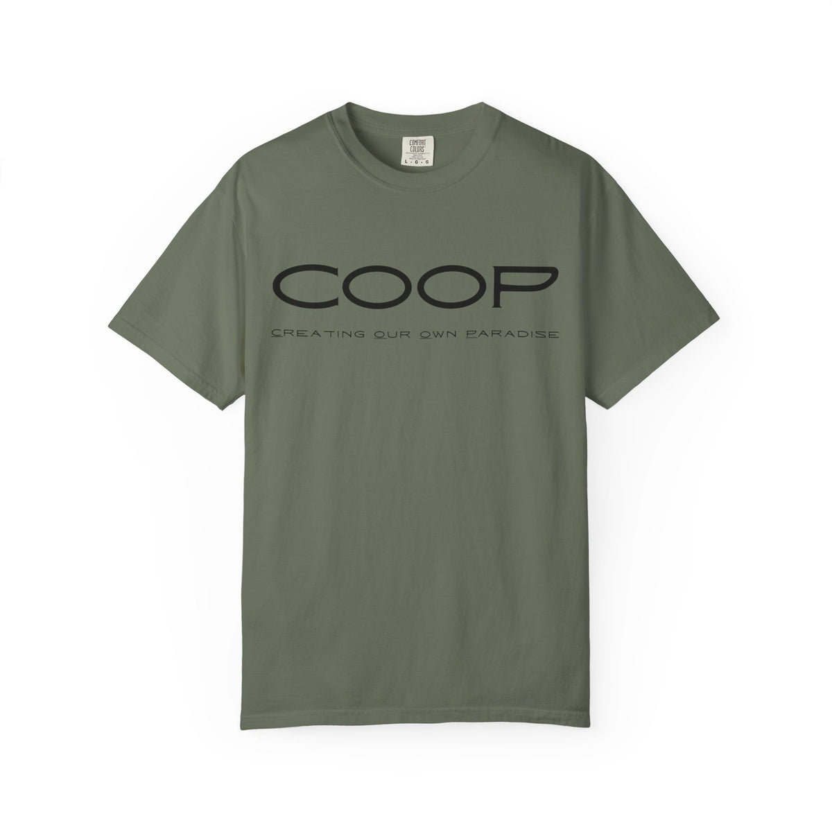 COOP Minimalist Logo T-Shirt — 'Creating Our Own Paradise' Back Print