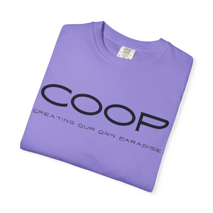 COOP Minimalist Logo T-Shirt — 'Creating Our Own Paradise' Back Print