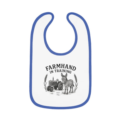 Farmhand in Training Baby Bib - Cute Contrast Trim for Future Farmers