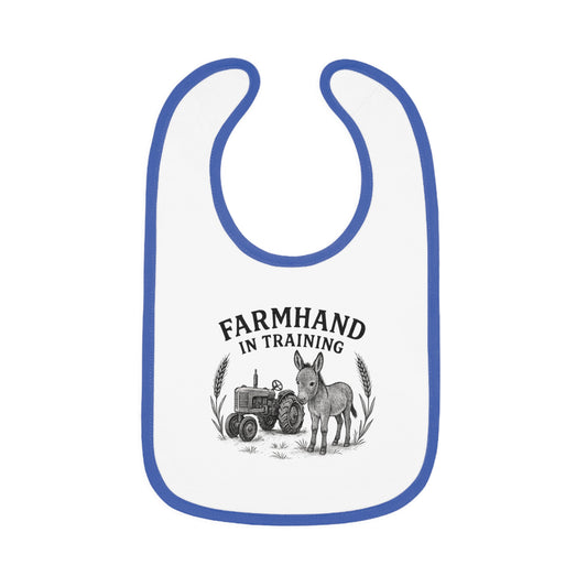 Farmhand in Training Baby Bib - Cute Contrast Trim for Future Farmers