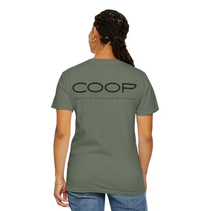 COOP Minimalist Logo T-Shirt — 'Creating Our Own Paradise' Back Print