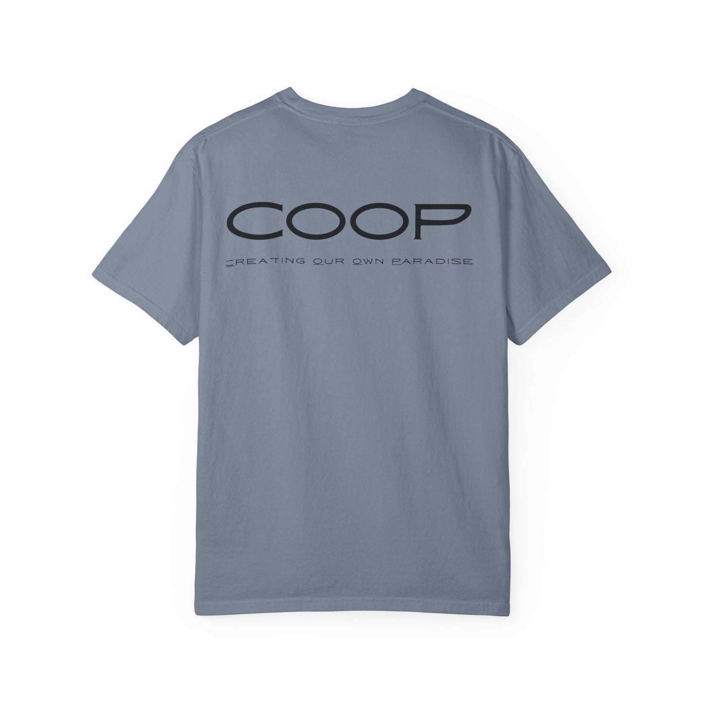 COOP Minimalist Logo T-Shirt — 'Creating Our Own Paradise' Back Print