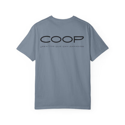 COOP Minimalist Logo T-Shirt — 'Creating Our Own Paradise' Back Print
