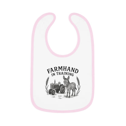 Farmhand in Training Baby Bib - Cute Contrast Trim for Future Farmers