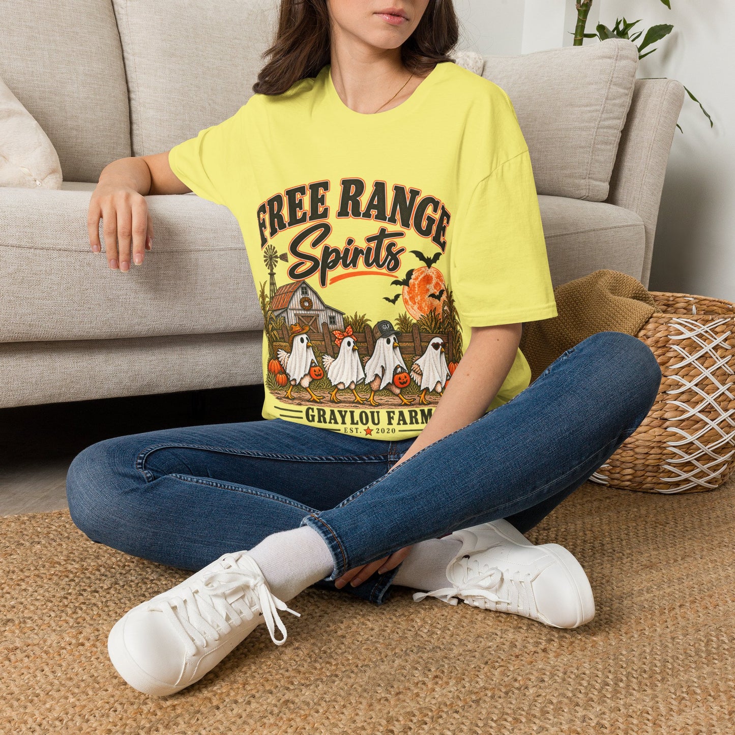Free Range Spirits T-Shirt — Halloween Farm Ghosts Graphic