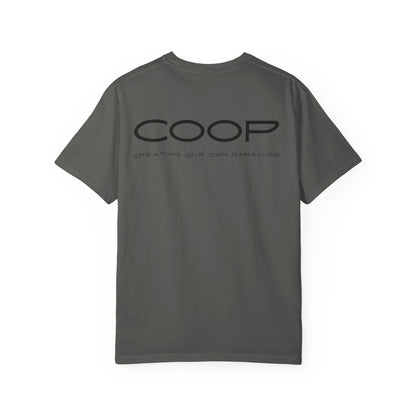 COOP Minimalist Logo T-Shirt — 'Creating Our Own Paradise' Back Print