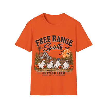 Free Range Spirits T-Shirt — Halloween Farm Ghosts Graphic