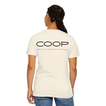 COOP Minimalist Logo T-Shirt — 'Creating Our Own Paradise' Back Print