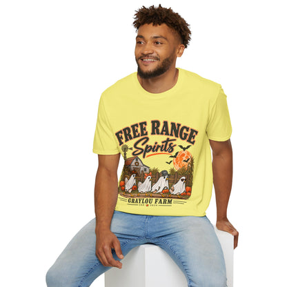 Free Range Spirits T-Shirt — Halloween Farm Ghosts Graphic
