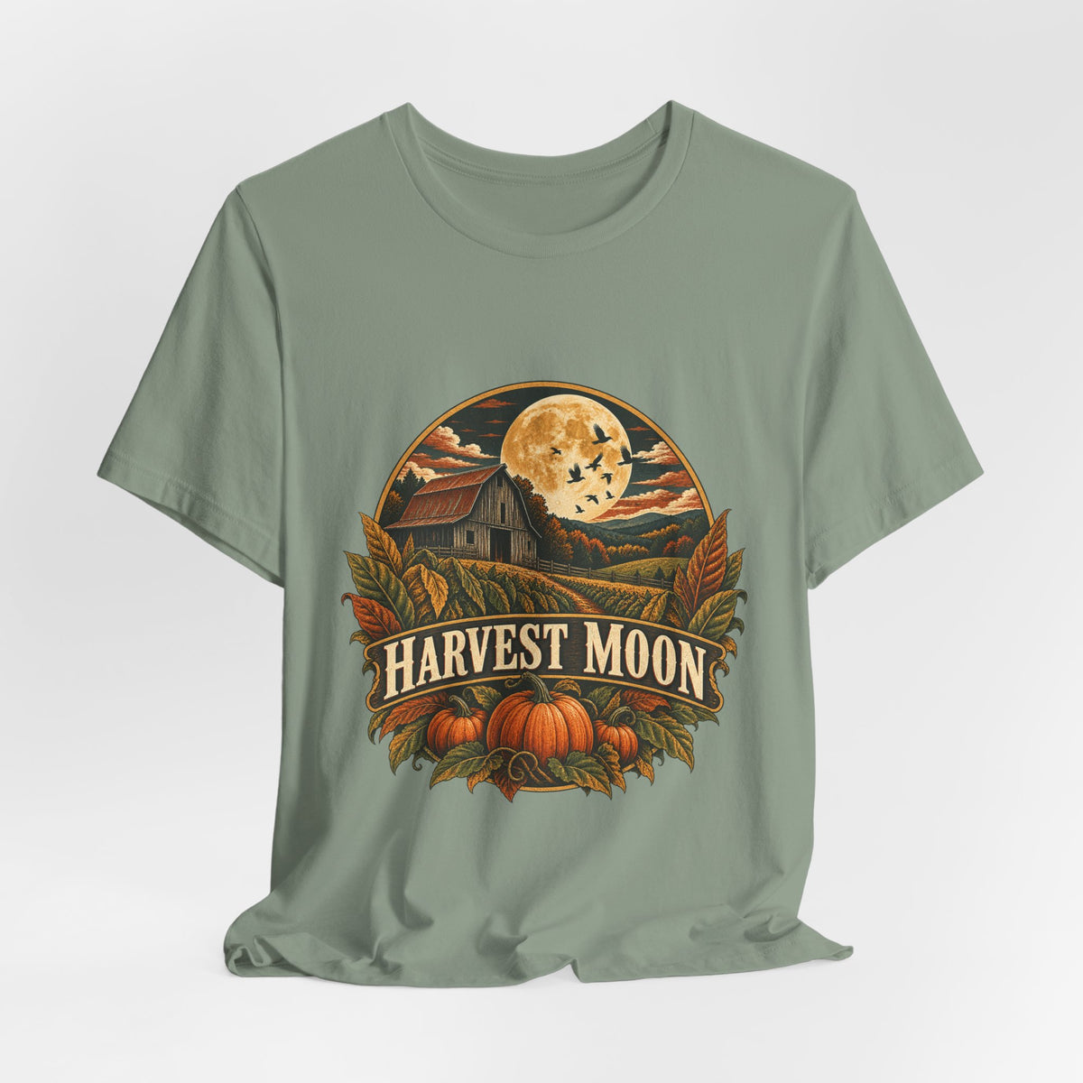 Harvest Moon Barn Tee – Vintage Autumn Farm Graphic
