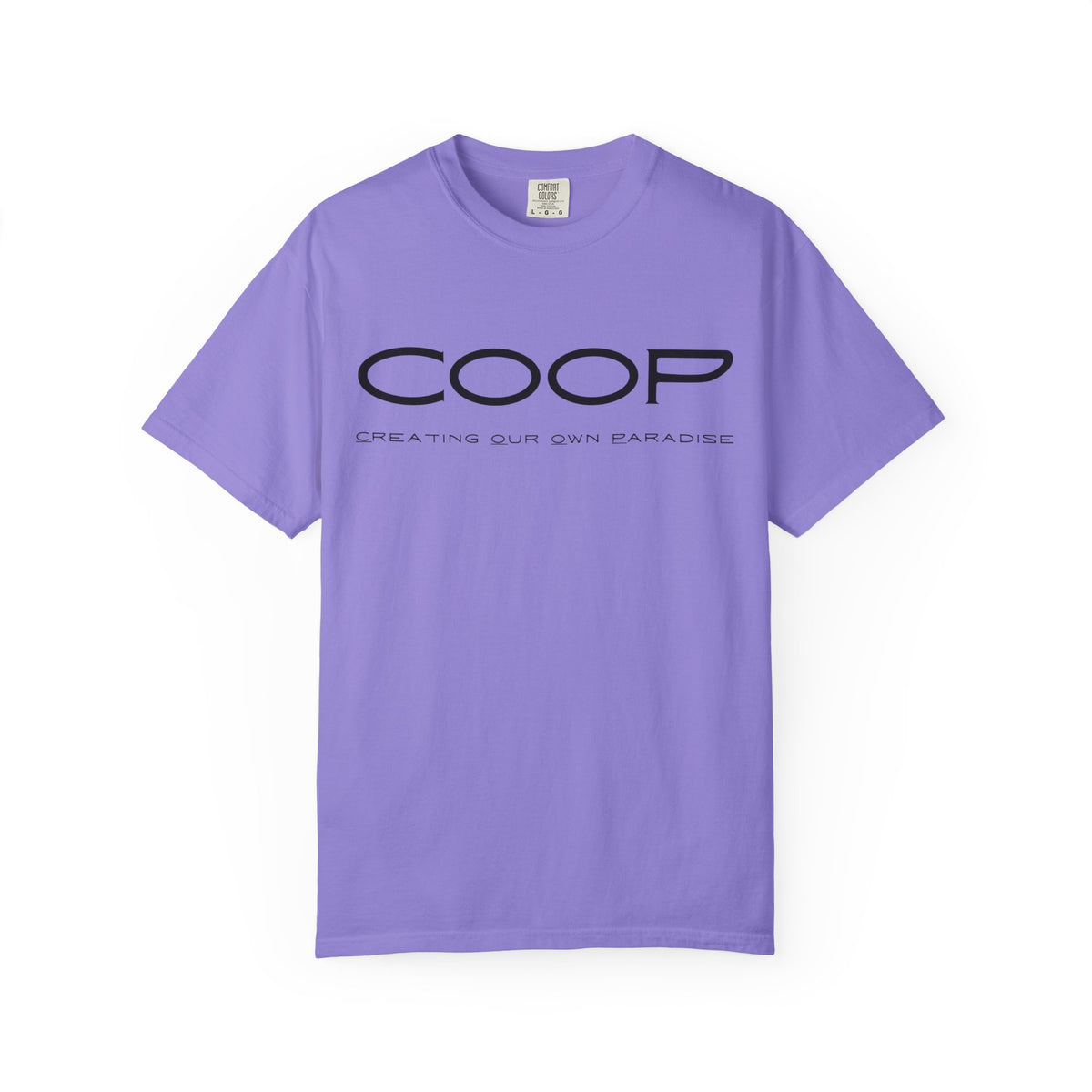 COOP Minimalist Logo T-Shirt — 'Creating Our Own Paradise' Back Print