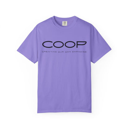 COOP Minimalist Logo T-Shirt — 'Creating Our Own Paradise' Back Print