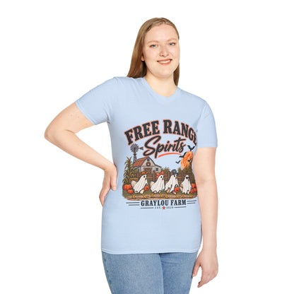 Free Range Spirits T-Shirt — Halloween Farm Ghosts Graphic