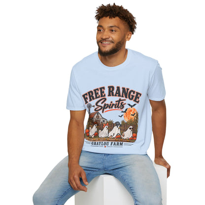 Free Range Spirits T-Shirt — Halloween Farm Ghosts Graphic