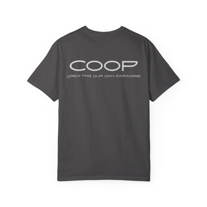 COOP Minimalist Logo T-Shirt — 'Creating Our Own Paradise' Back Print