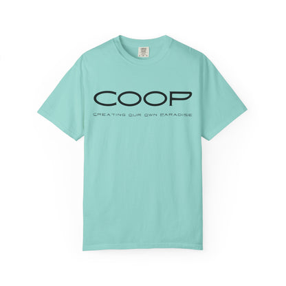 COOP Minimalist Logo T-Shirt — 'Creating Our Own Paradise' Back Print