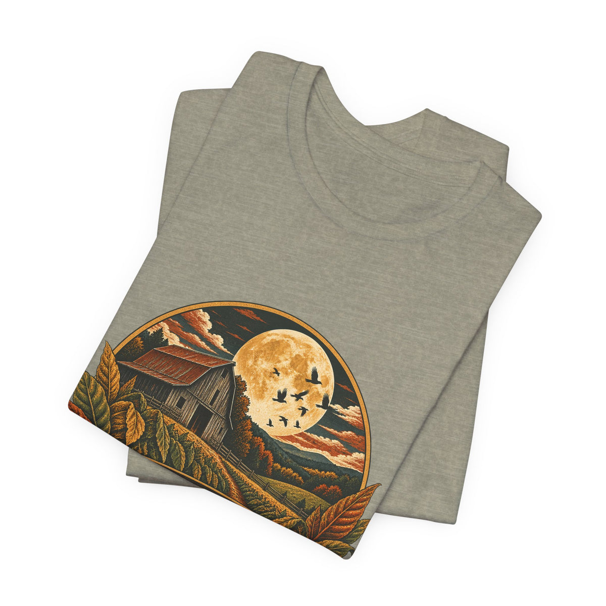 Harvest Moon Barn Tee – Vintage Autumn Farm Graphic