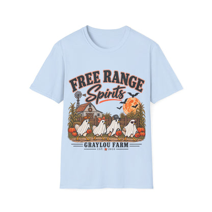 Free Range Spirits T-Shirt — Halloween Farm Ghosts Graphic