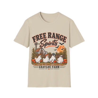 Free Range Spirits T-Shirt — Halloween Farm Ghosts Graphic