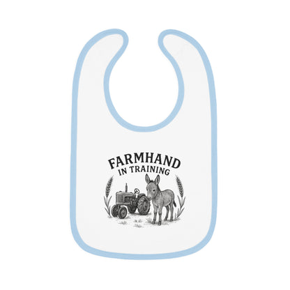 Farmhand in Training Baby Bib - Cute Contrast Trim for Future Farmers