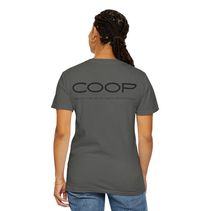 COOP Minimalist Logo T-Shirt — 'Creating Our Own Paradise' Back Print