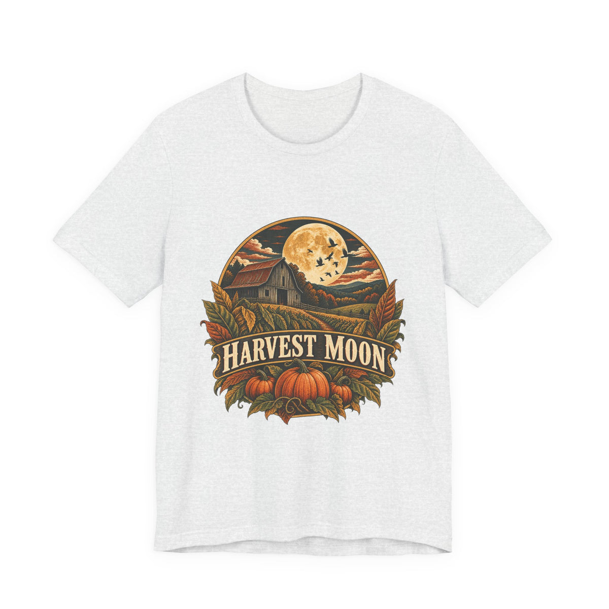 Harvest Moon Barn Tee – Vintage Autumn Farm Graphic