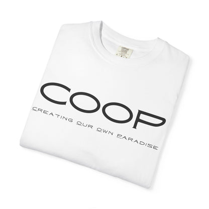 COOP Minimalist Logo T-Shirt — 'Creating Our Own Paradise' Back Print