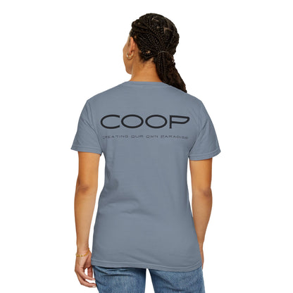 COOP Minimalist Logo T-Shirt — 'Creating Our Own Paradise' Back Print