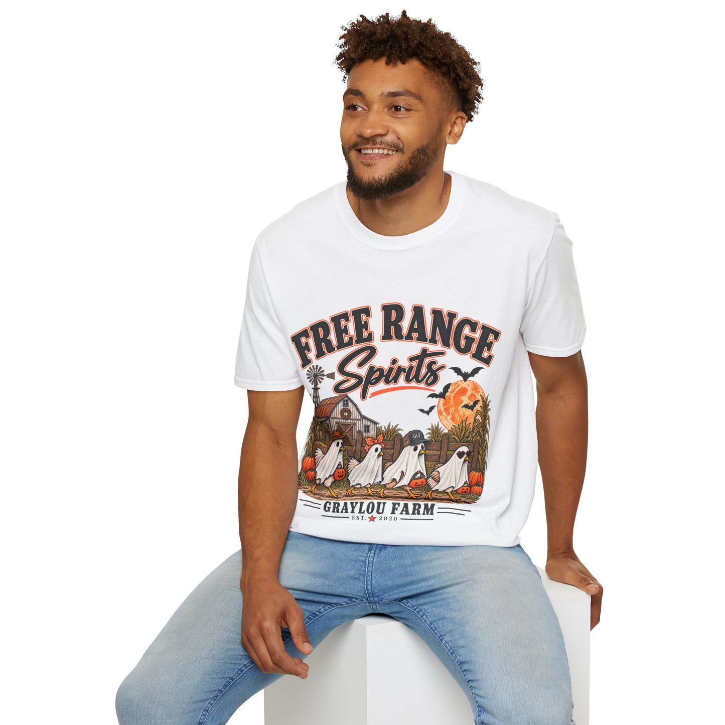 Free Range Spirits T-Shirt — Halloween Farm Ghosts Graphic