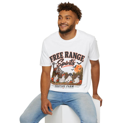 Free Range Spirits T-Shirt — Halloween Farm Ghosts Graphic