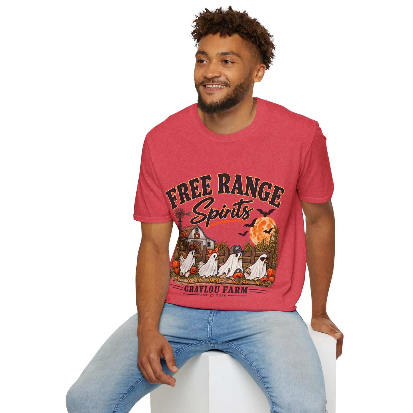 Free Range Spirits T-Shirt — Halloween Farm Ghosts Graphic