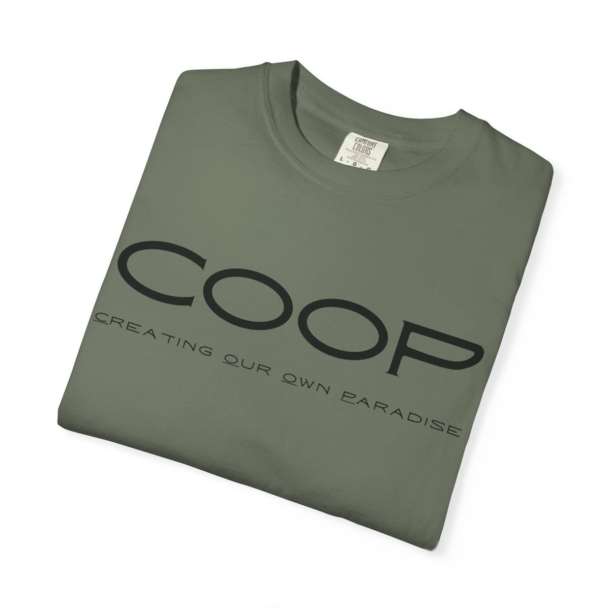 COOP Minimalist Logo T-Shirt — 'Creating Our Own Paradise' Back Print