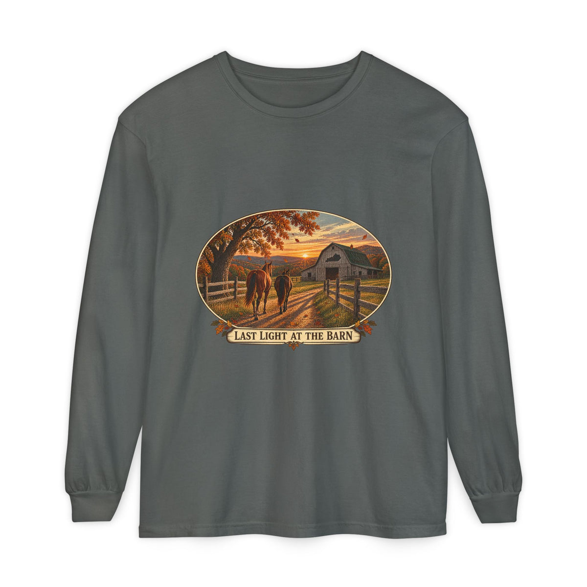 Last Light at the Barn Long Sleeve – Garment-Dyed Farm Tee