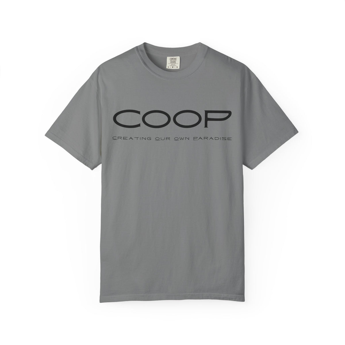 COOP Minimalist Logo T-Shirt — 'Creating Our Own Paradise' Back Print