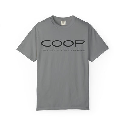 COOP Minimalist Logo T-Shirt — 'Creating Our Own Paradise' Back Print