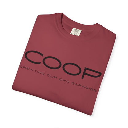 COOP Minimalist Logo T-Shirt — 'Creating Our Own Paradise' Back Print