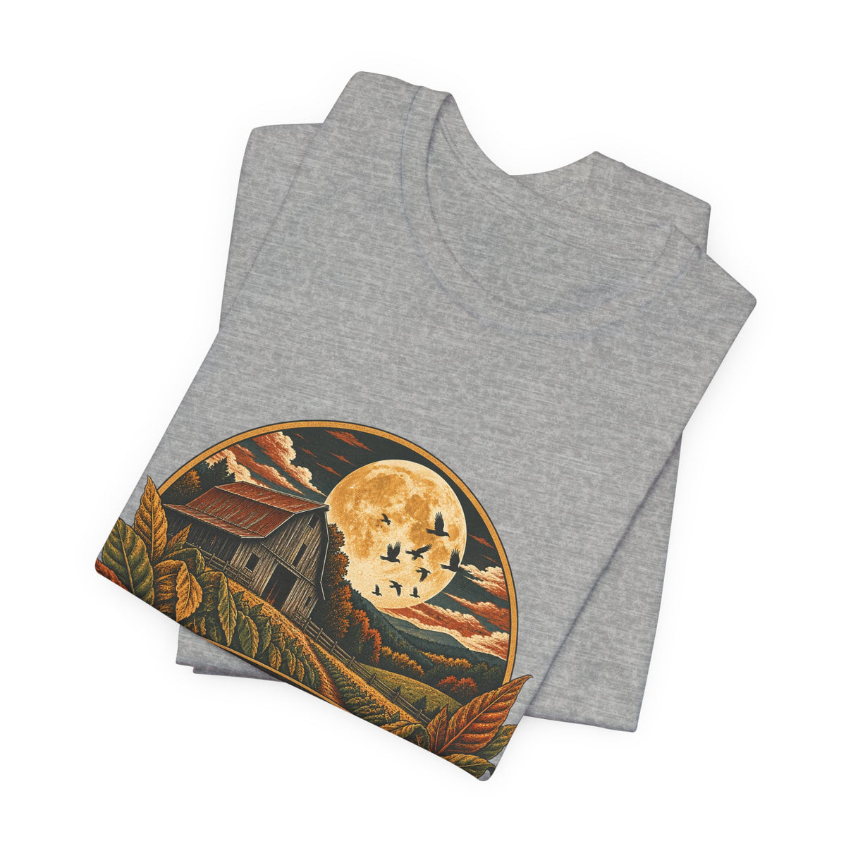 Harvest Moon Barn Tee – Vintage Autumn Farm Graphic