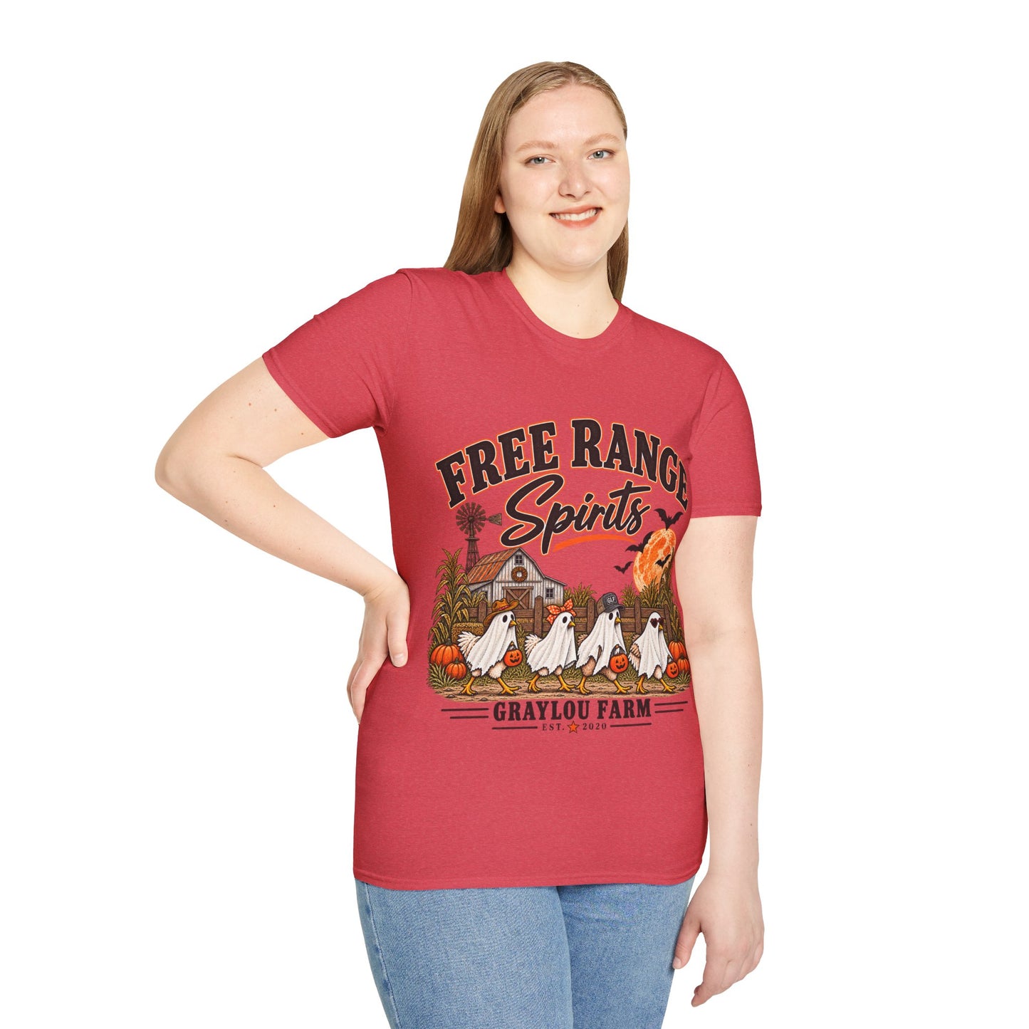 Free Range Spirits T-Shirt — Halloween Farm Ghosts Graphic