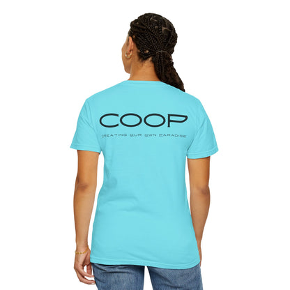 COOP Minimalist Logo T-Shirt — 'Creating Our Own Paradise' Back Print