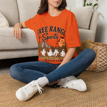 Free Range Spirits T-Shirt — Halloween Farm Ghosts Graphic