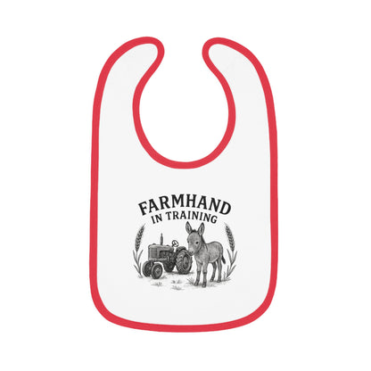 Farmhand in Training Baby Bib - Cute Contrast Trim for Future Farmers
