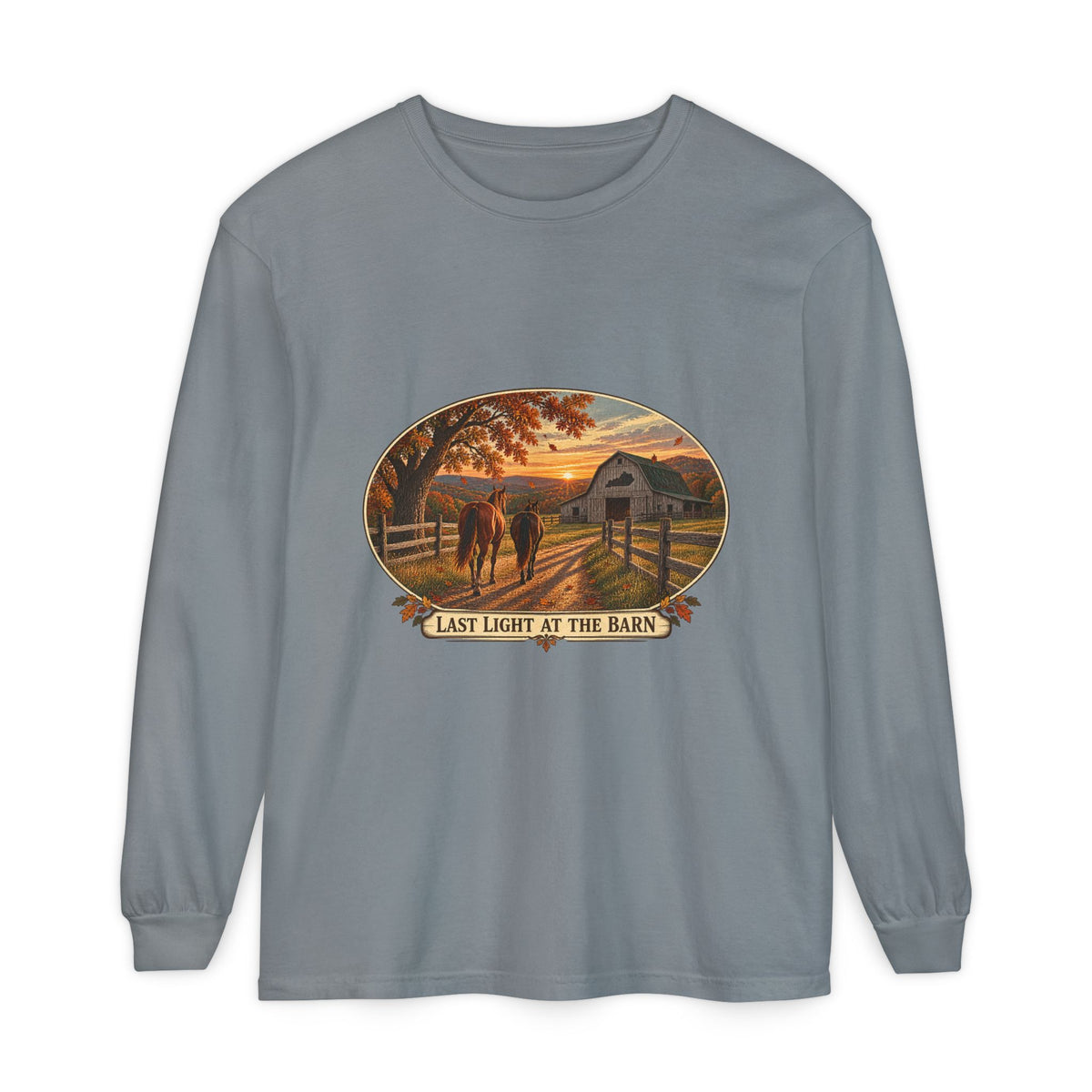 Last Light at the Barn Long Sleeve – Garment-Dyed Farm Tee