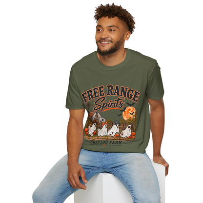 Free Range Spirits T-Shirt — Halloween Farm Ghosts Graphic
