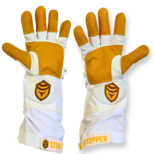 Sting Stopper Heavy Duty Goat Skin Beekeeping Gloves - Beekeeper White