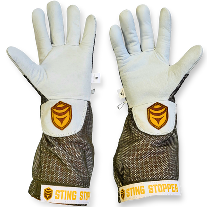 Sting Stopper Ventilated Goat Skin Beekeeping Gloves - Olive Green