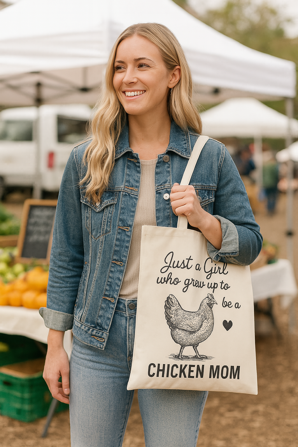 “Just a Girl Who Grew Up to Be a Chicken Mom” Tote Bag